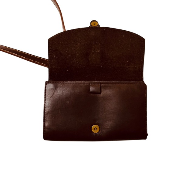 Vtg‎ Eddie Bauer Brown Leather Crossbody Wallet Purse Bag Small Clutch Metalic C - Picture 8 of 11